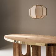 Oval Oak Dining Table with Unlacquered Brass