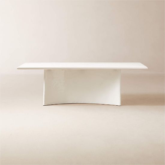 Rectangular White Concrete Dining Table