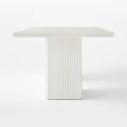 White Rectangular Dining Table with Sculpted Base