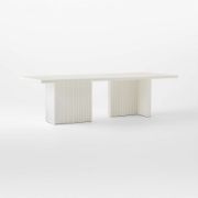 White Rectangular Dining Table with Sculpted Base