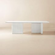 White Rectangular Dining Table with Sculpted Base
