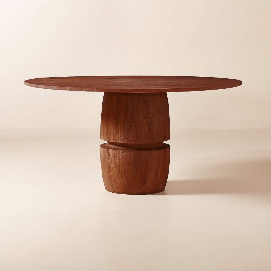 Round Acacia Wood Dining Table