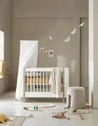 Picture of Convertible Wood Bed in White-Oiled Oak Finish