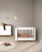 Picture of Convertible Wood Bed in White-Oiled Oak Finish