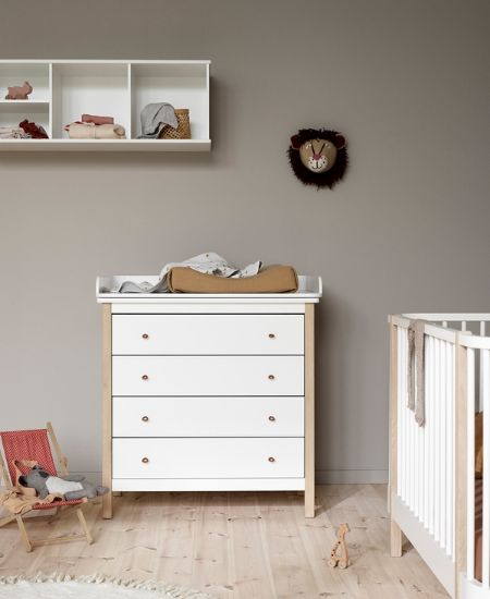 4‑Drawer White & Oak Dresser